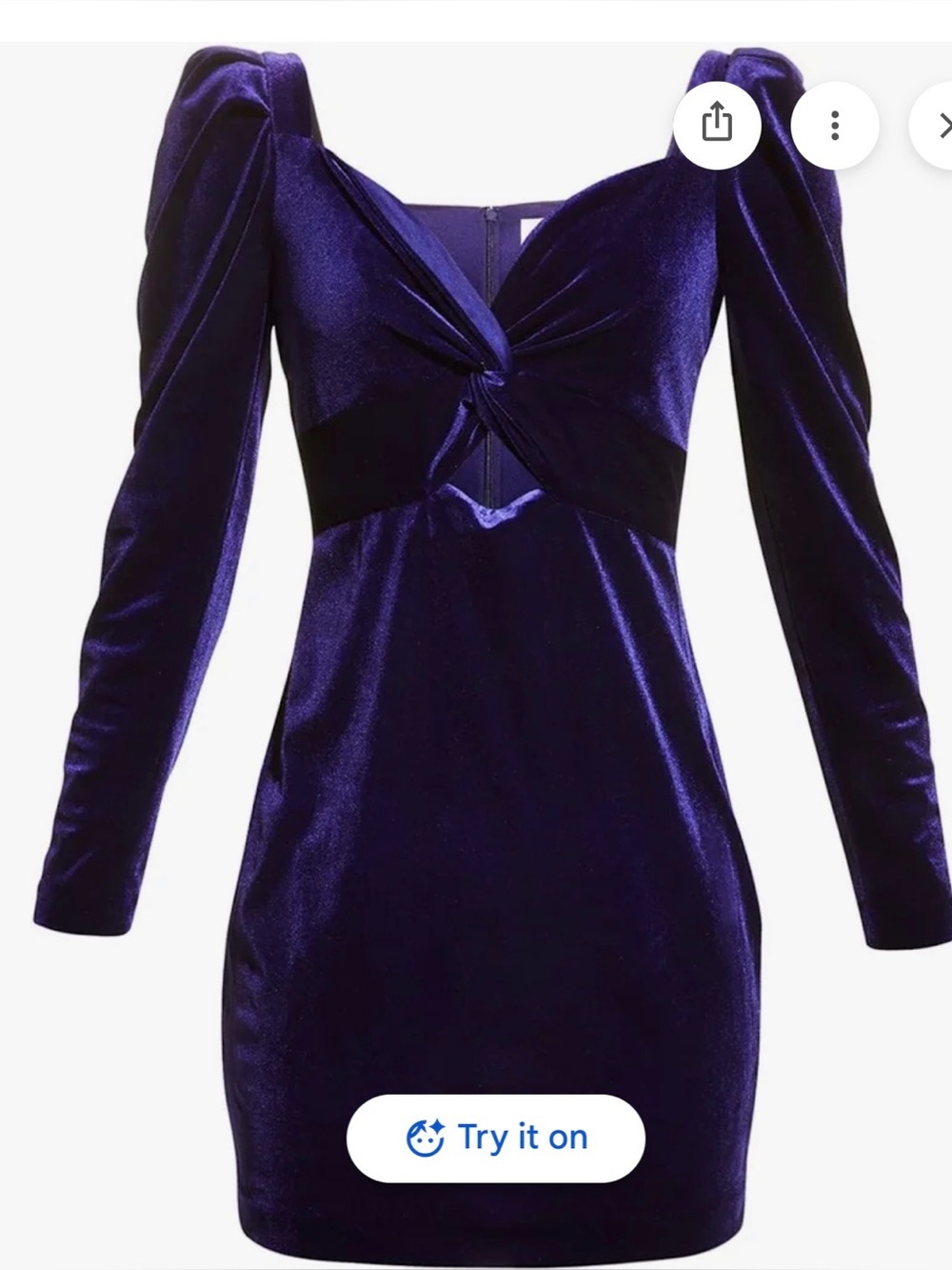 ONESSA Deep Purple Velvet Long-Sleeve Mini Dress